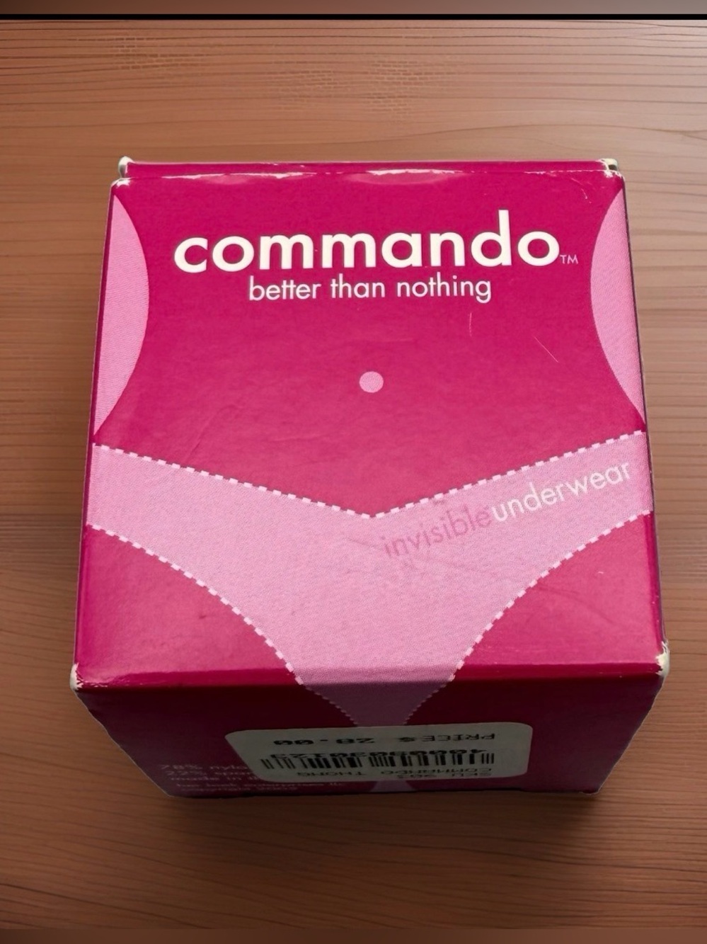 Commando Thong Panty Black Medium Invisible No Show NWT Made USA